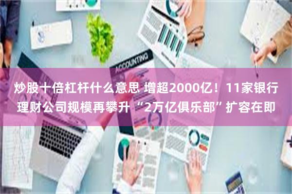 炒股十倍杠杆什么意思 增超2000亿！11家银行理财公司规模再攀升 “2万亿俱乐部”扩容在即