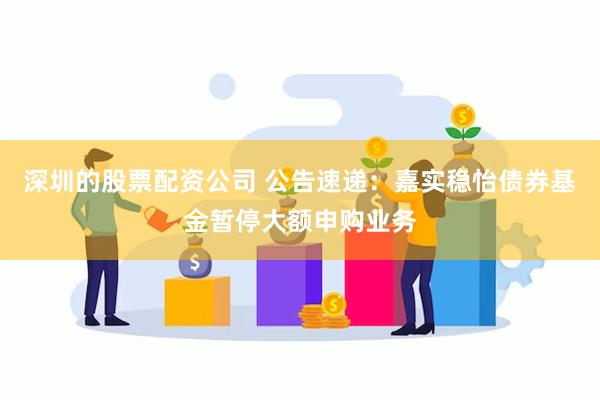 深圳的股票配资公司 公告速递：嘉实稳怡债券基金暂停大额申购业务